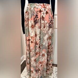 Cato Floral Peach and Green Maxi Skirt